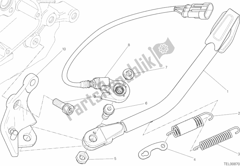 All parts for the Side Stand of the Ducati Scrambler Classic Thailand USA 803 2015